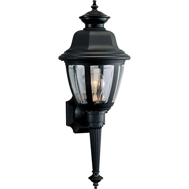 Progress Lighting New Bedford 1 light Outdoor Wall Torch Black Finish Clear Beveled Acrylic Panels