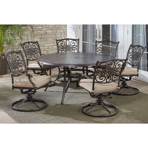 Hanover Traditions Cushioned Aluminum 7piece Outdoor Dining Set