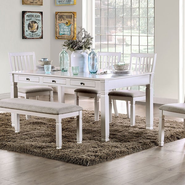 Wooden Dining Table in Antique White - Antique White