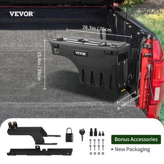 VEVOR 28 in. ABS Truck Bed Storage Box 6.6Gal. Passenger Side Truck Tool Box with Password Padlock for Ford F150 2015-20Black KCLJGFORDF150ENS8V0