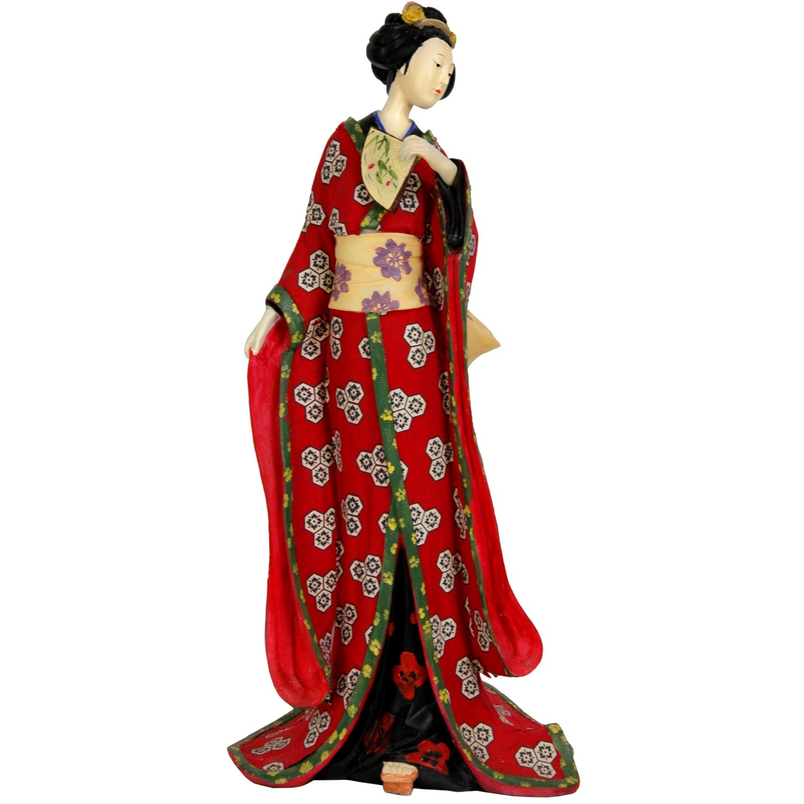 Oriental Furniture 18" Geisha Figurine with Red Kimono, Statue, Asian, Culture, Decorative piece,