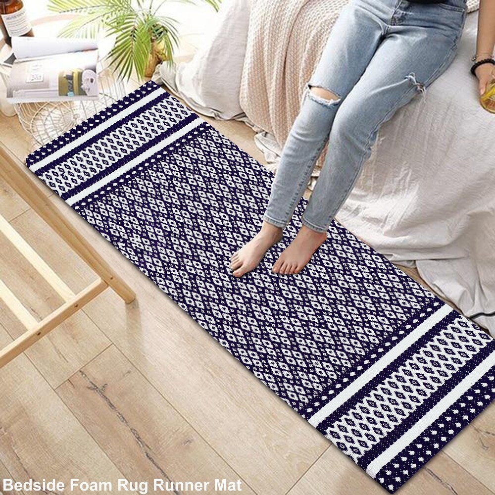 Kitchen Runner Rug/ Mat Cushioned Cotton Hand Woven Anti Fatigue Mat Kitchen/Bathroom/Bed side 18x48''   18''x48''