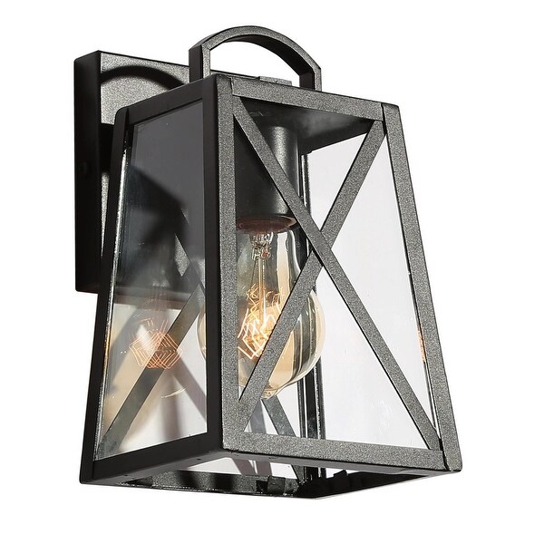 Azer 2 Pack 9-in H Black and Clear Glass Medium Base(E-26) Outdoor Wall Light，8.7