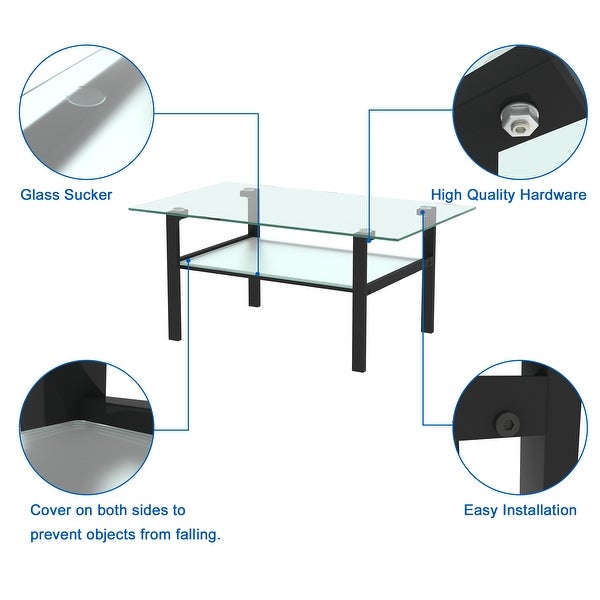 Transparent glass Rectangle coffee table