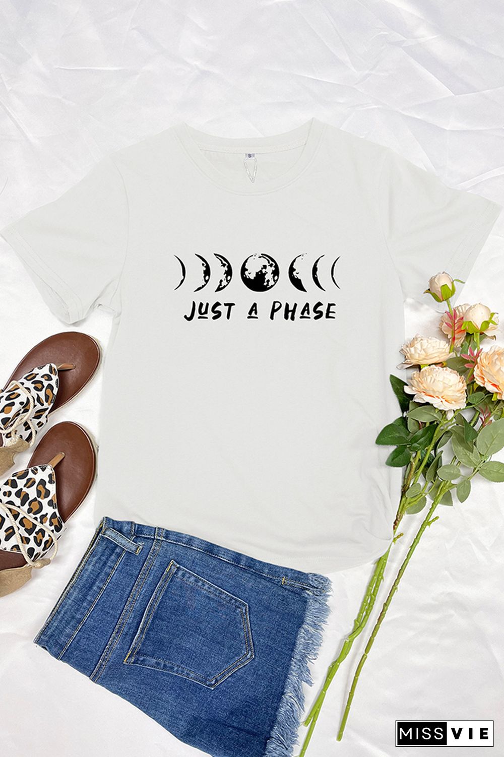 It's Just A Phase Moon Graphic T-Shirt Wholesale