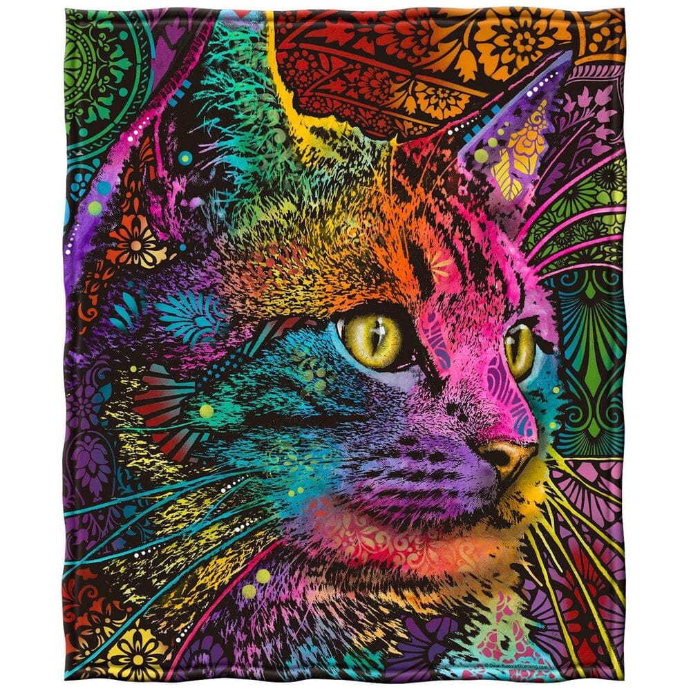 Mysterio Gaze Cat Super Soft Plush Fleece Throw Blanket by Dean Russo