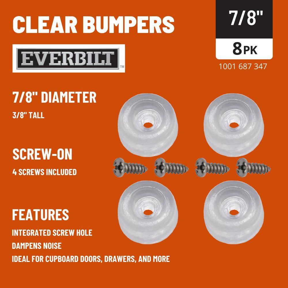 Everbilt 78 in. Clear Rubber Like Plastic Screw-On Furniture Leg Caps Bumpers for Chairs and Table Floor Protection (4-Pack) 49072