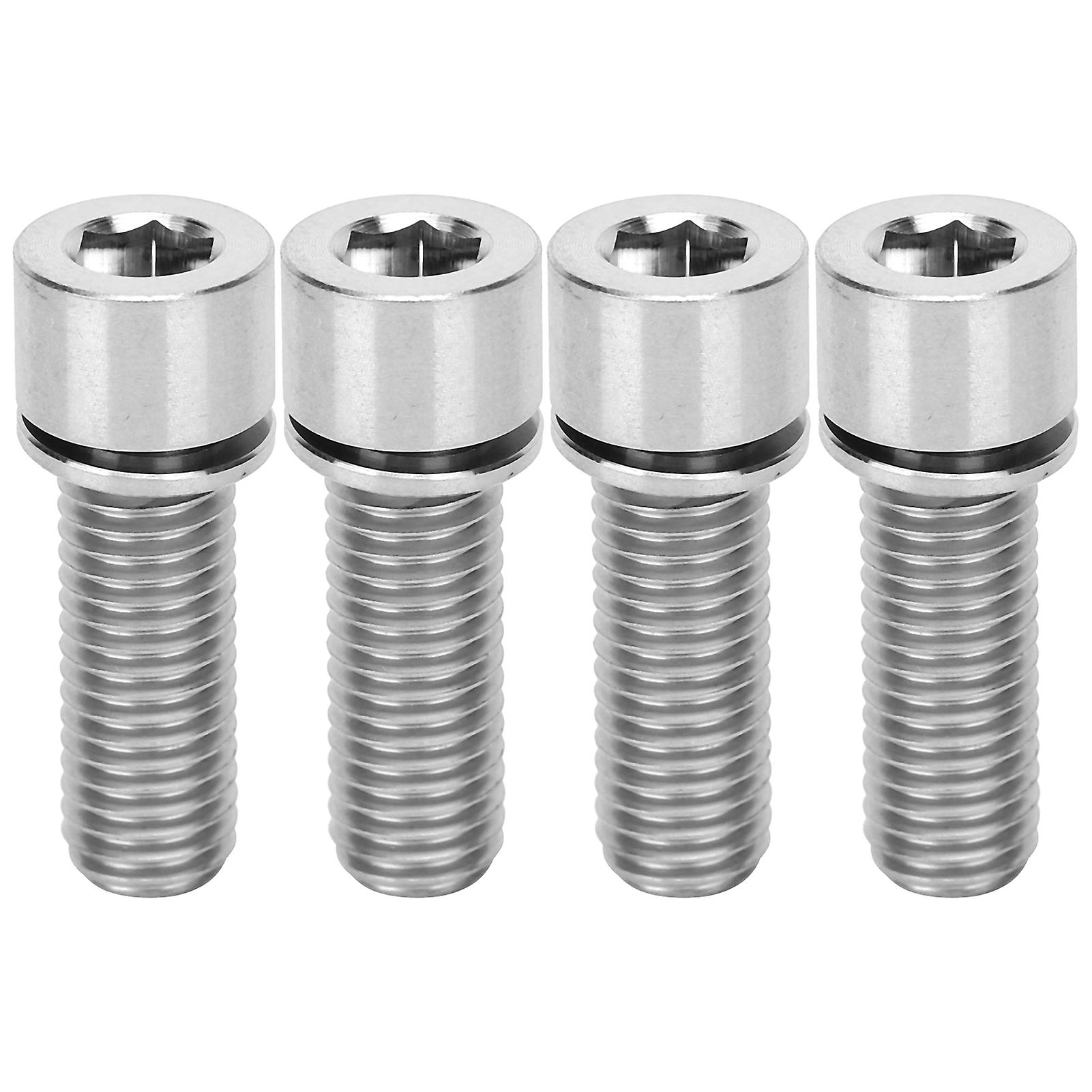 4pcs Bike Handlebar Stem Bolts Screw Bicycle Titanium Alloy Stem Inner Hex Screws M7x20mmtitanium Color