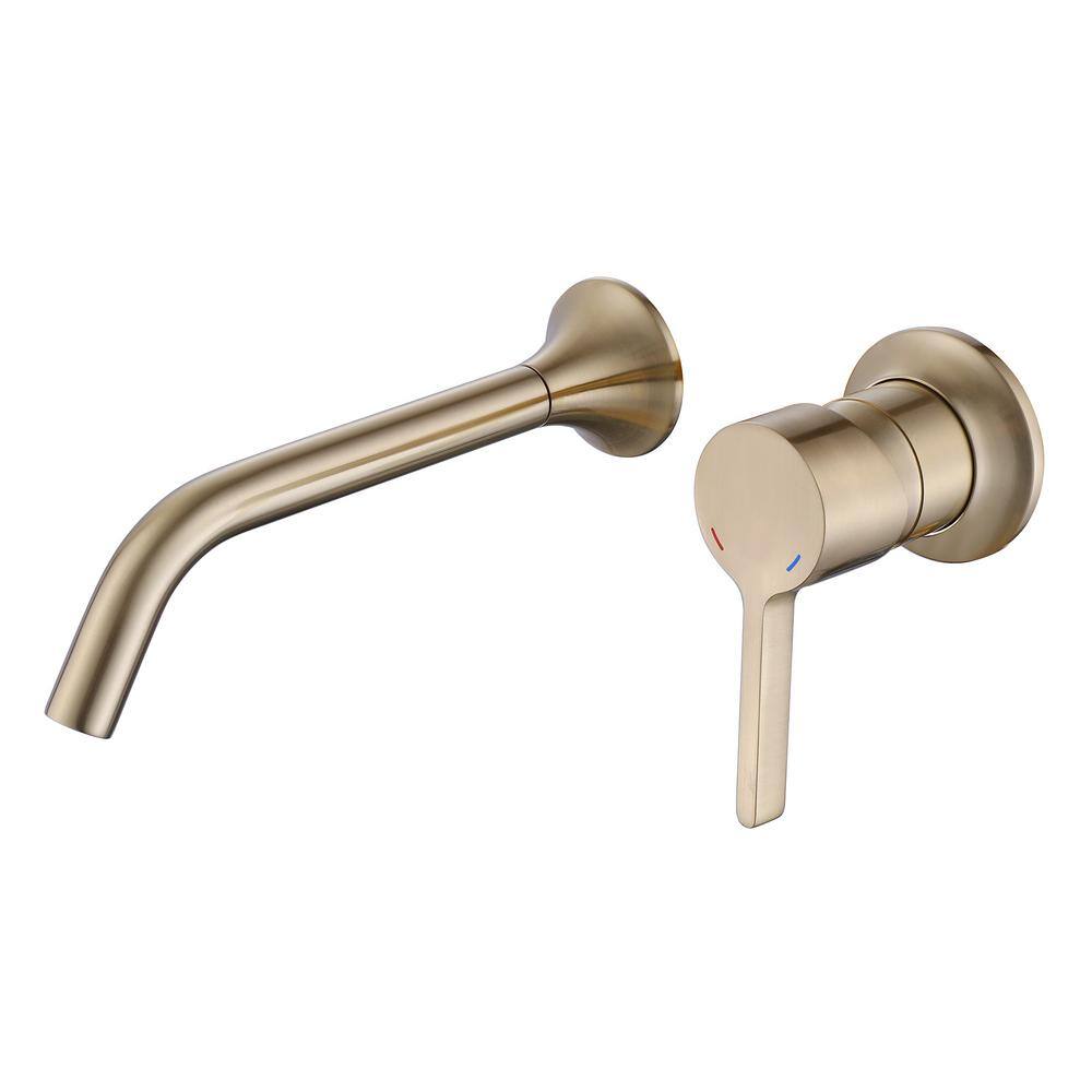 Tomfaucet Modern Single-handle Wall Mounted Faucet Bathroom Sink Faucet in Brushed Gold TFB1173