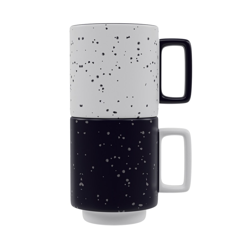 American Atelier Speckled Stackable Mugs Set of 2   14 oz