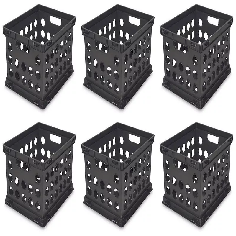 Sterilite Stackable Sturdy Storage Crate Organizer Bins with Handles， 6 Pack