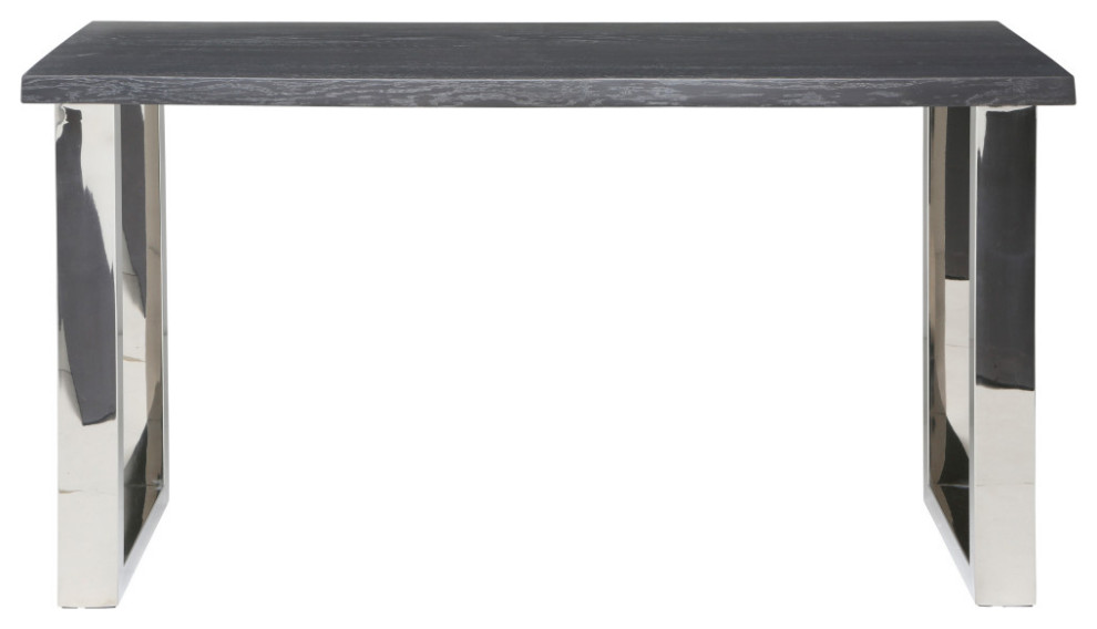 Ennio Console Table Oxidized Gray Oak Top Polished Stainless   Modern   Console Tables   by V.S.D Furniture  Houzz