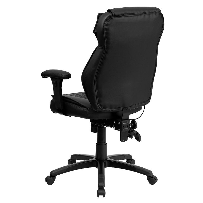 Emma and Oliver High Back Black LeatherSoft Multifunction Ergonomic Office Chair， Lumbar Knob