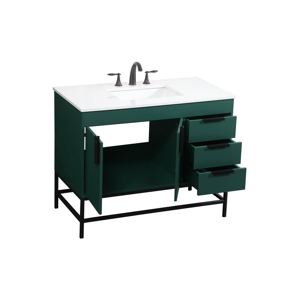 Timeless Home 22 in. W x 42 in. D x 33.5 in. H Bath Vanity in Green with Ivory White Quartz Top TH97684MGN