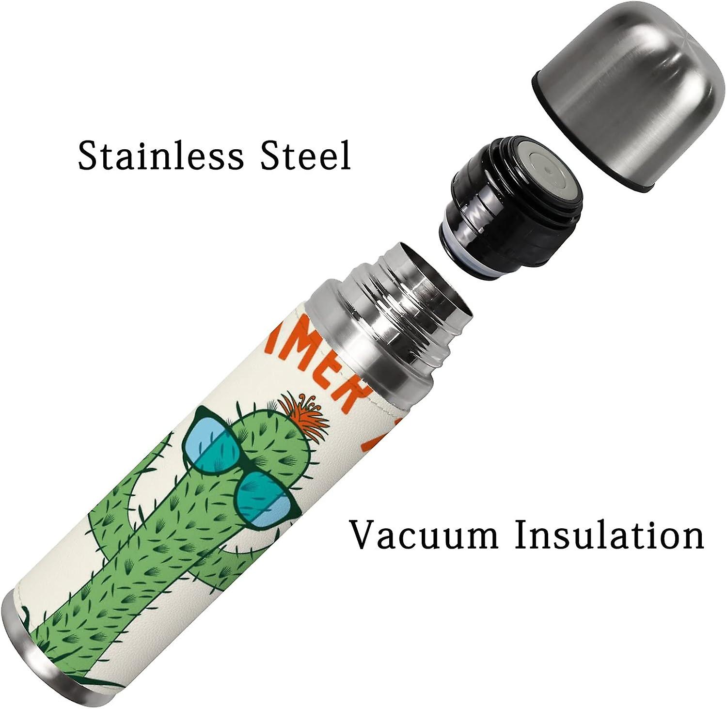 Insulated Mug Stainless Steel Water Bottle Cactus Summer Time Vacuum Cup Travel Mug For Travel School Office