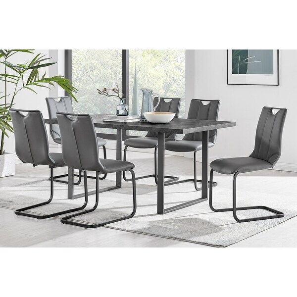 Pacific Modern Metal and Grey Upholstered Dining Chairs - Set of 2