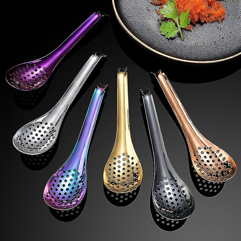 3 Pcs Spoons，small Slotted Spoons Stainless Steel Caviar Spoons Serving Spoon Kitchen Slotted Serving Spoons Strainer Spoon Molecular Spoon Perforated