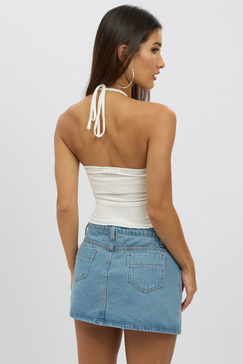 White Halter Top Sleeveless