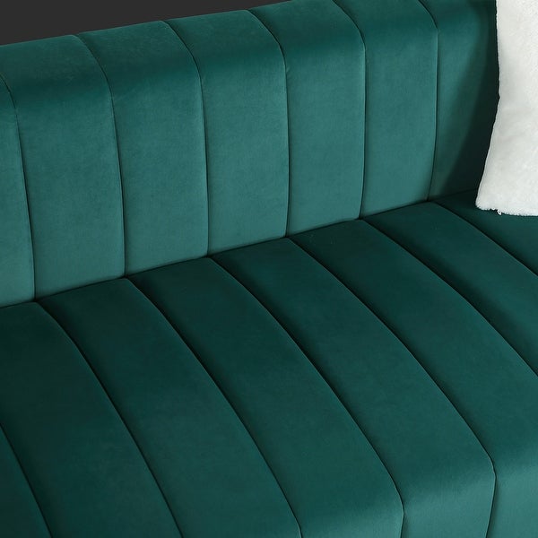 3-Seat Velvet Sofa with Pillows