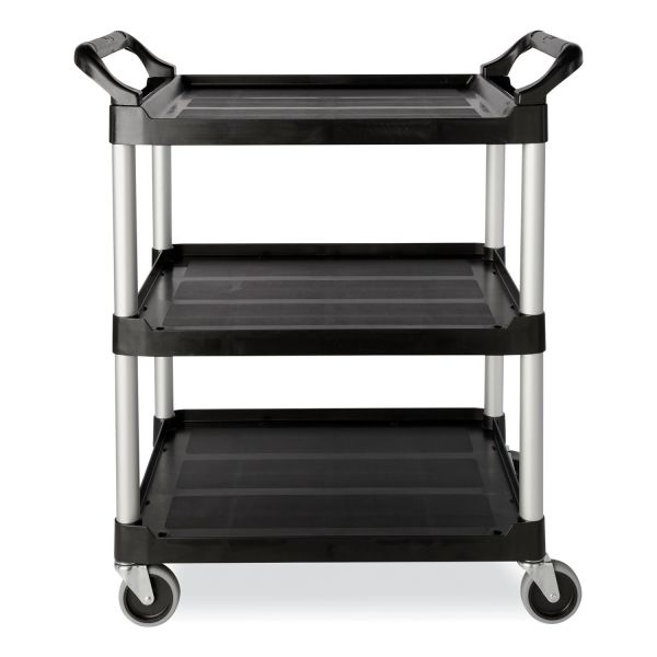 Rubbermaid Commercial Xtra Utility Cart with Open Sides， Plastic， 3 Shelves， 300 lb Capacity， 40.63