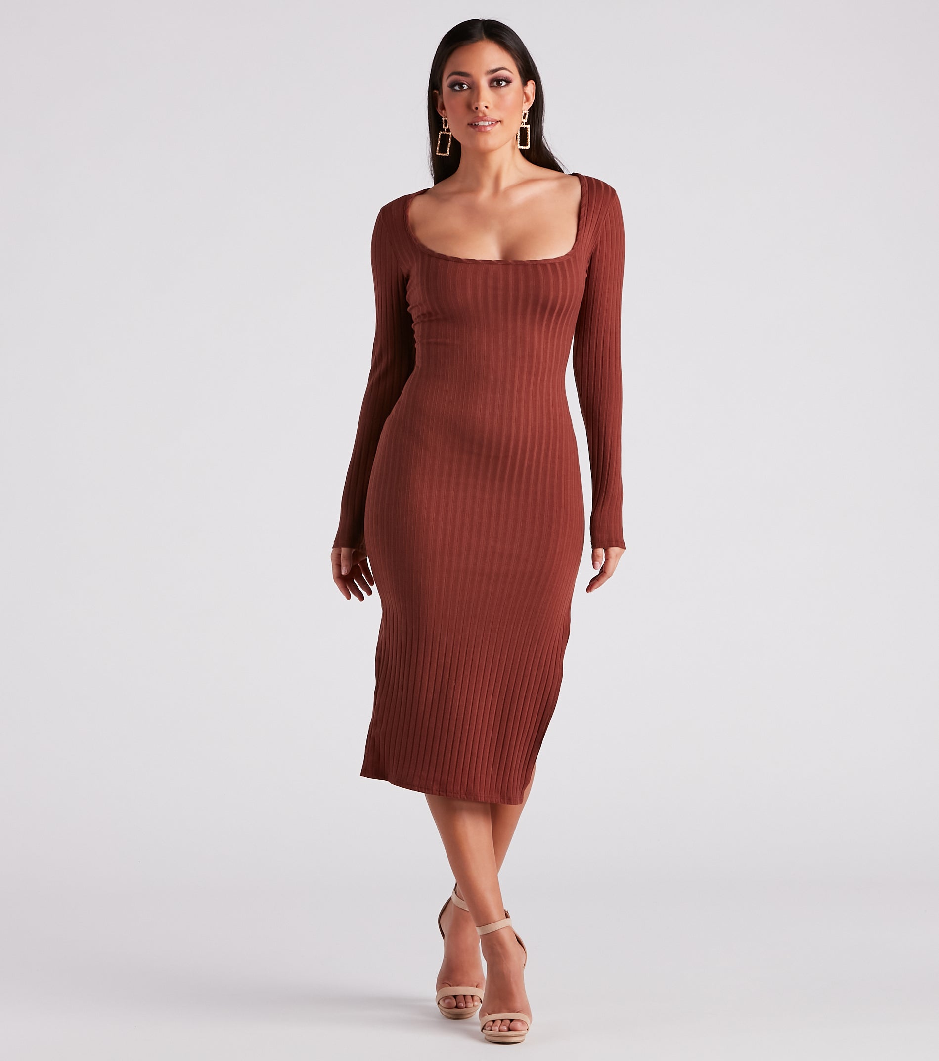 Go With The Scoop Neck Midi Dress