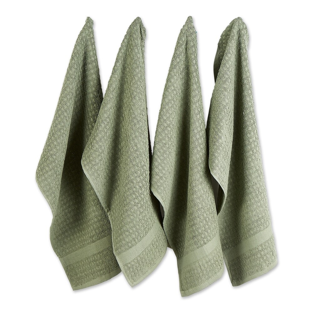 DII Solid Terry Waffle Dishtowel Set of 4