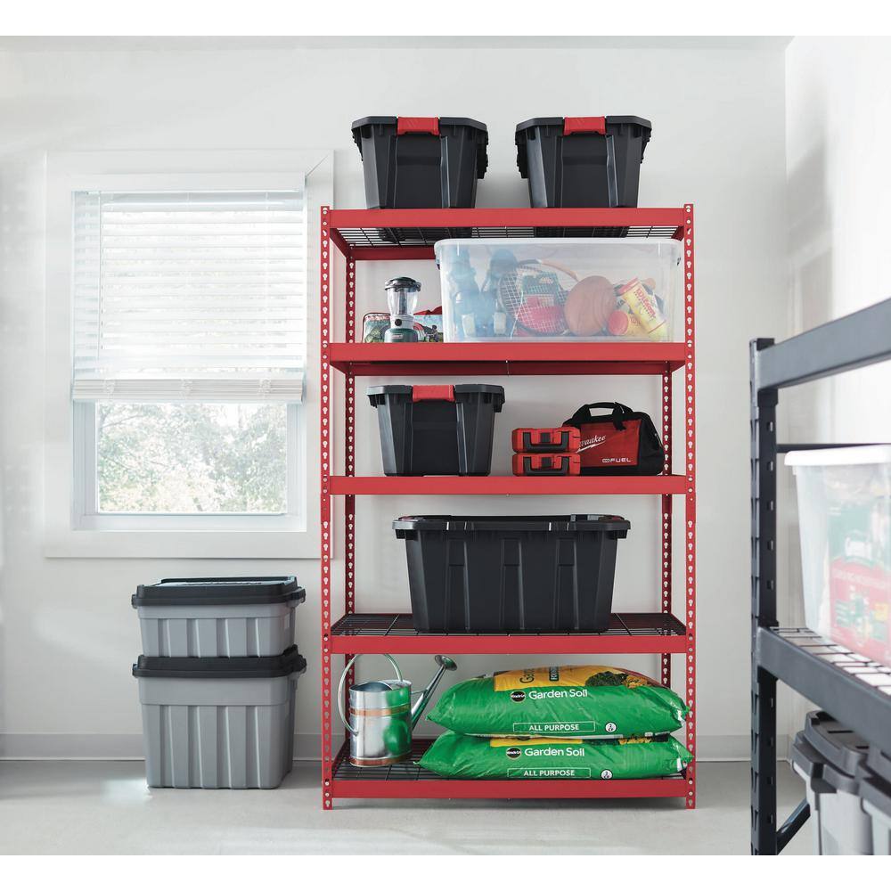 Husky 5-Tier Heavy Duty Steel Garage Storage Shelving Unit in Red (48 in. W x 78 in. H x 24 in. D) MR482478W5-R