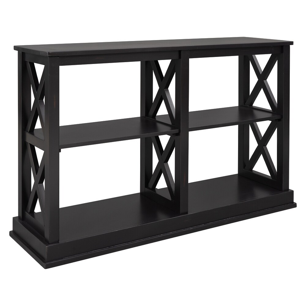 Console Table with 3 Tier Open Storage Spaces and \