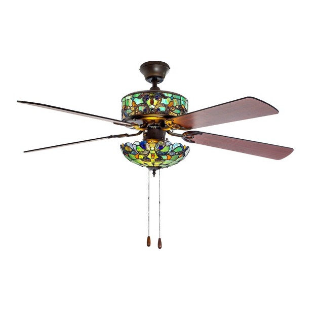 Led  Style Stained Glass Magna Carta Lighted Ceiling Fan River Of Goods