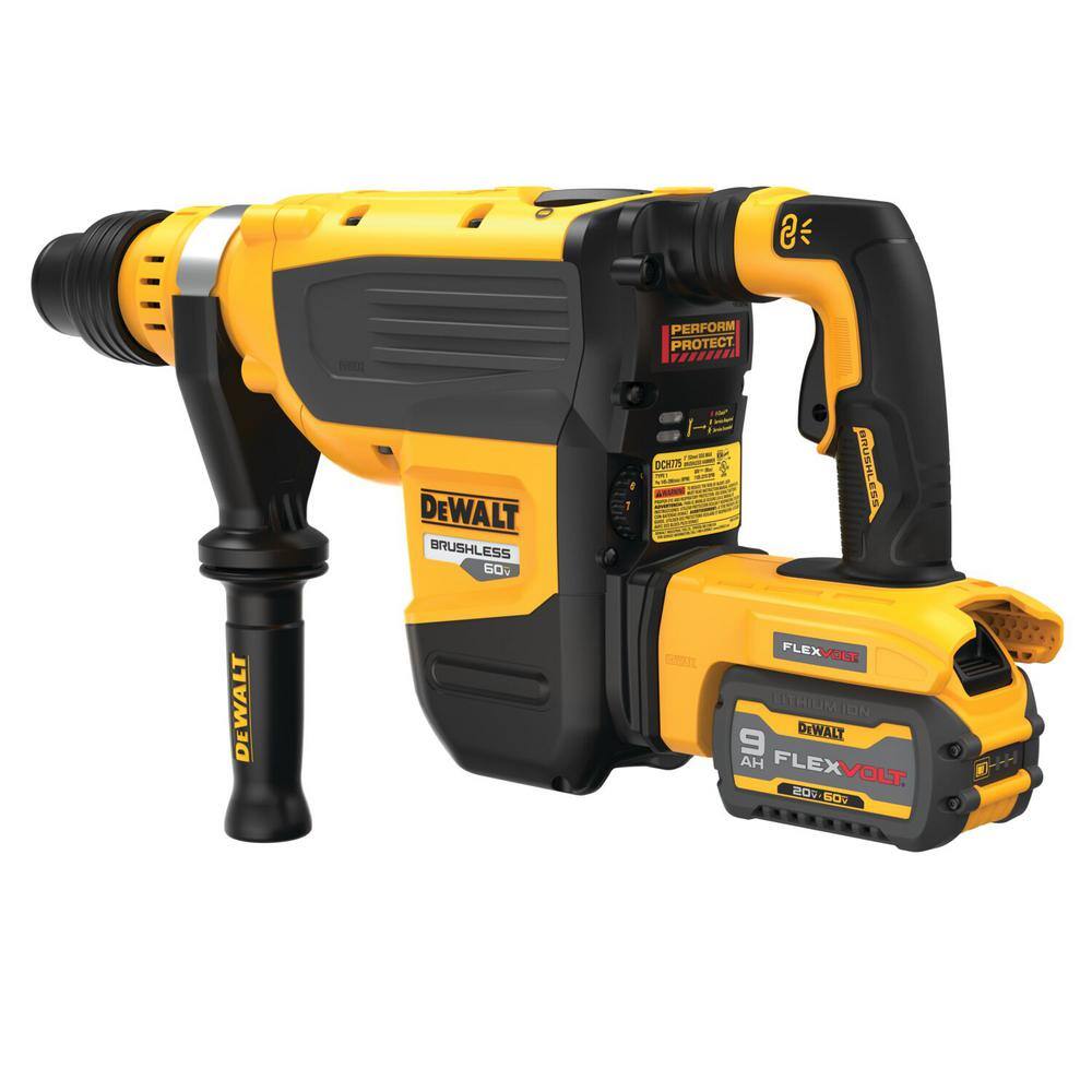 DW 60V FLEXVOLT Cordless Brushless 1-78 in. SDS Max Rotary Hammer Kit (2) 9.0Ah Batteries Charger and Kit Box DCH735X2