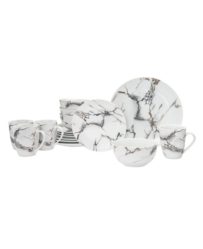 Godinger Rayo Marble 16 Piece Dinnerware Set Service for 4