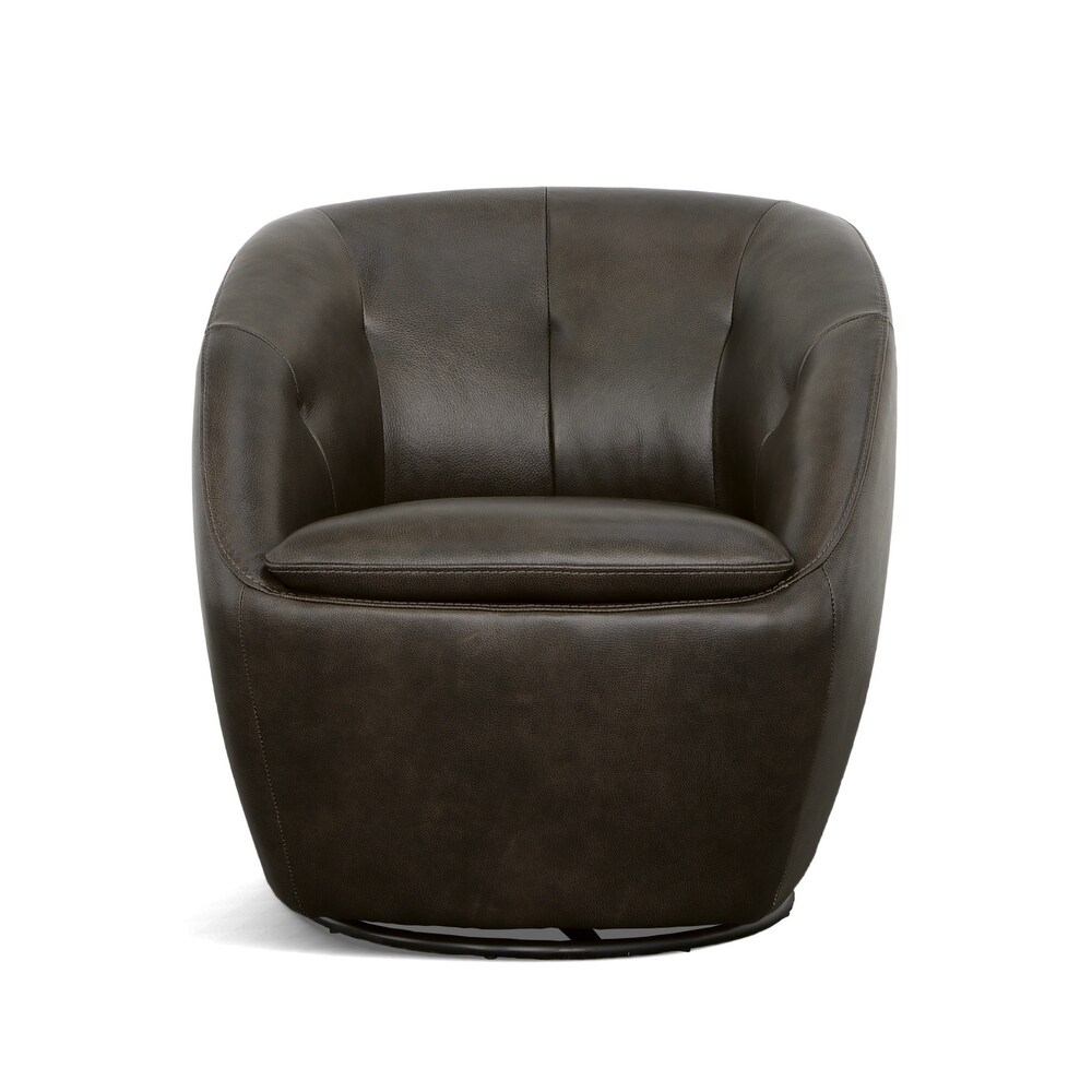 Homestyles Wade Brown Leather Swivel Chair   30\