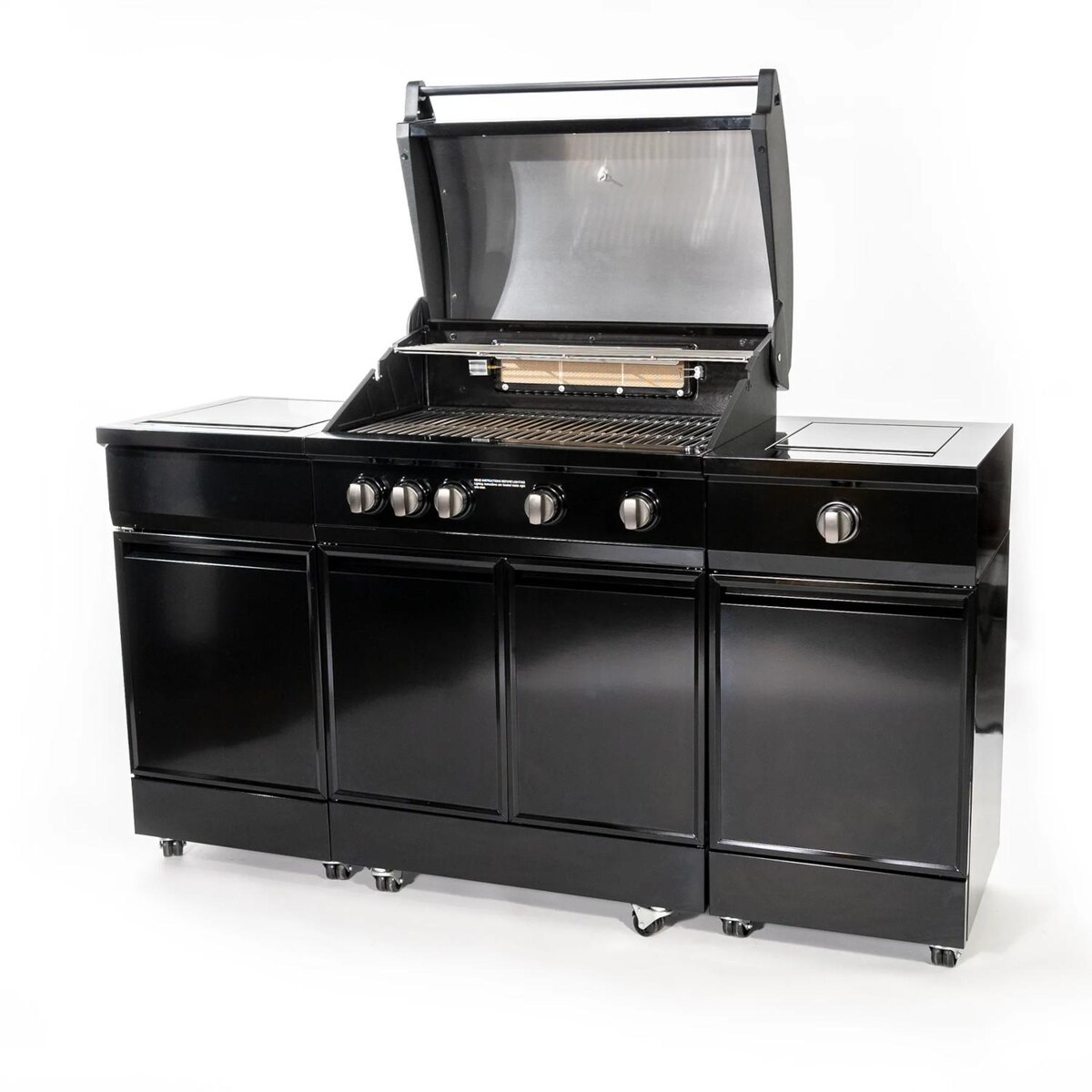 TYTUS Onyx Black 4-Burner Propane Gas Grill Island W/ Sear Burner and Ice Bucket