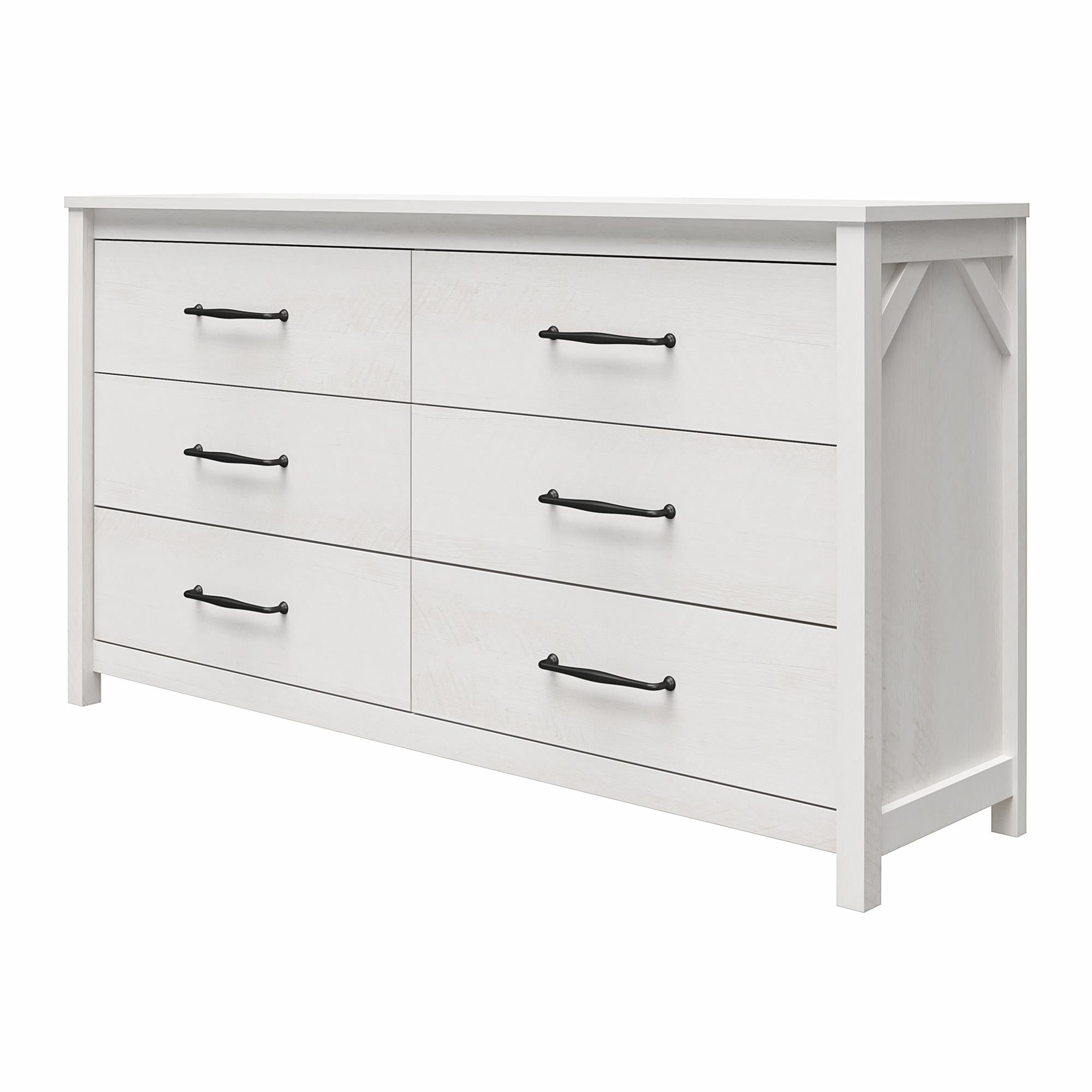 Ameriwood Home Abilene 6 Drawer Wide Dresser, Ivory Oak