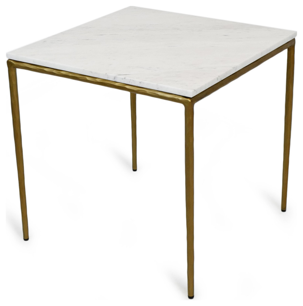 White Marble  ampBrass Finish Side Table   Transitional   Side Tables And End Tables   by Design Mix Furniture  Houzz