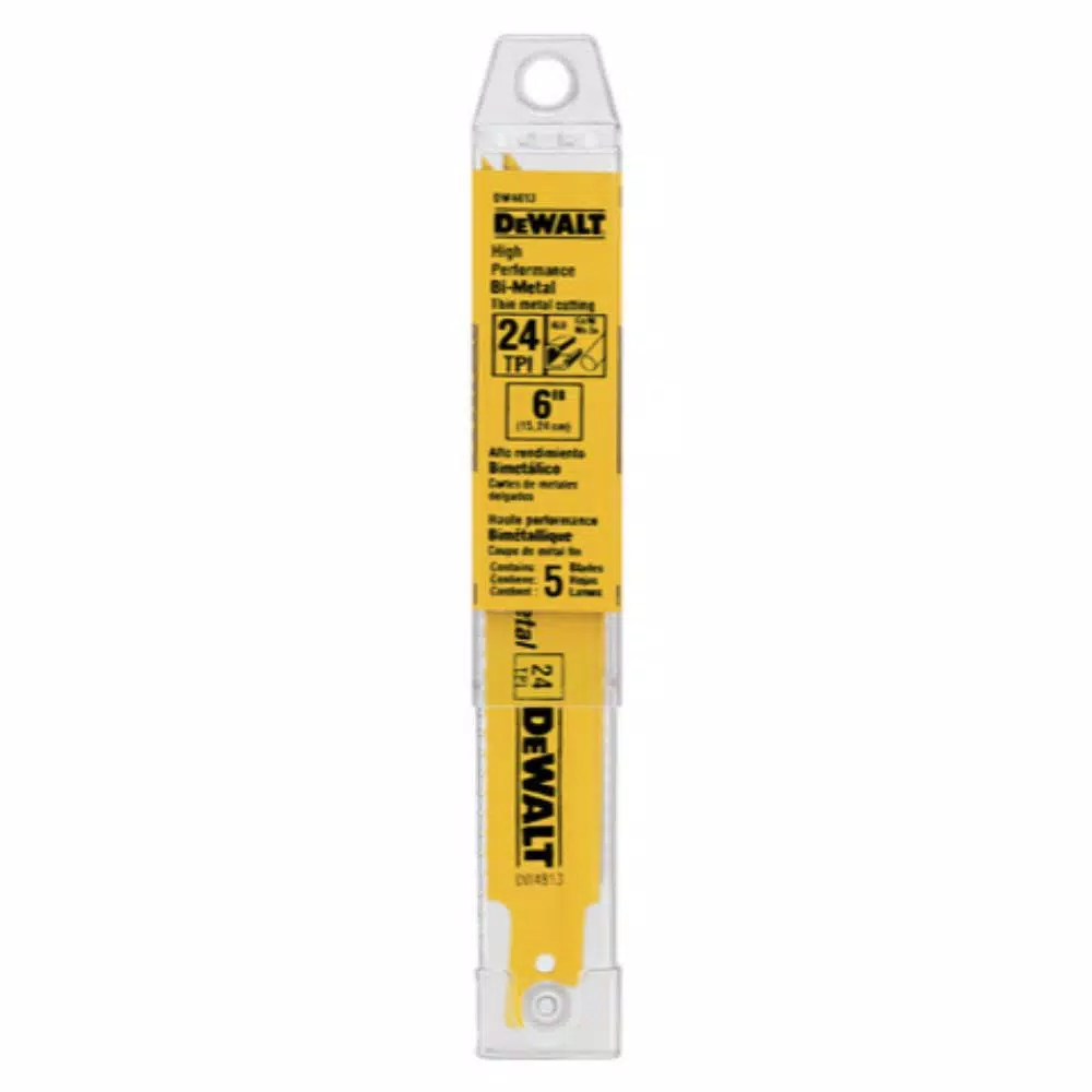 DEWALT 6 in. 24 Teeth per in. Straight Back Bi-Metal Reciprocating Saw Blade (5-Pack) and#8211; XDC Depot