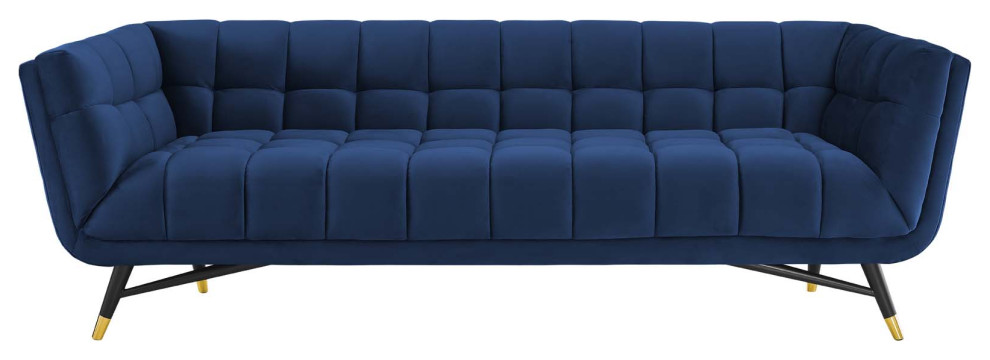 Adept Upholstered Velvet Sofa   Midcentury   Sofas   by Simple Relax  Houzz