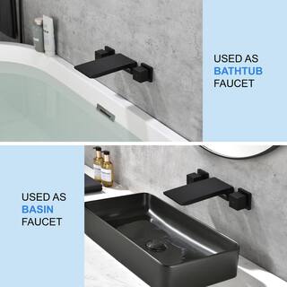 Nestfair 2-Handle Wall-Mount Roman Tub Faucet in Matte Black SMD2419B