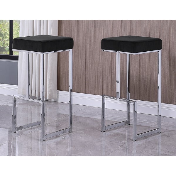 Best Master Furniture Silver Velvet Bar Stool (Set of 2)