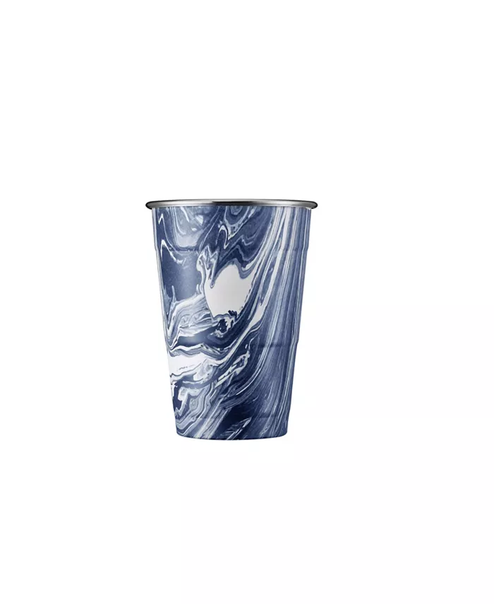 Cambridge Navy and Light Blue Swirl 18 oz Party Cups - Set of 2