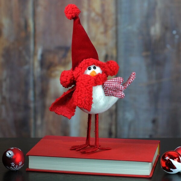 Bird with Scarf Winter Hat Christmas Standing Figure 8.5 Red White