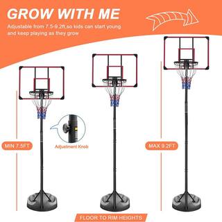 Tatayosi Portable Basketball Hoop System 7.5 ft. x 9.2 ft. H Adjustable Basketball Hoop with 32 in. Backboard and Wheels J-H-W140860513