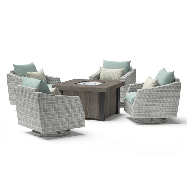 Cannes 5 Piece Sunbrella Outdoor Patio Motion Fire Chat Set