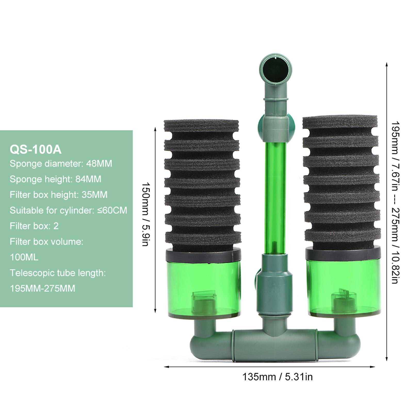 Aquarium Double Head Biochemical Sponge Foam Filter Fish Tank Equipment (qs 100a)