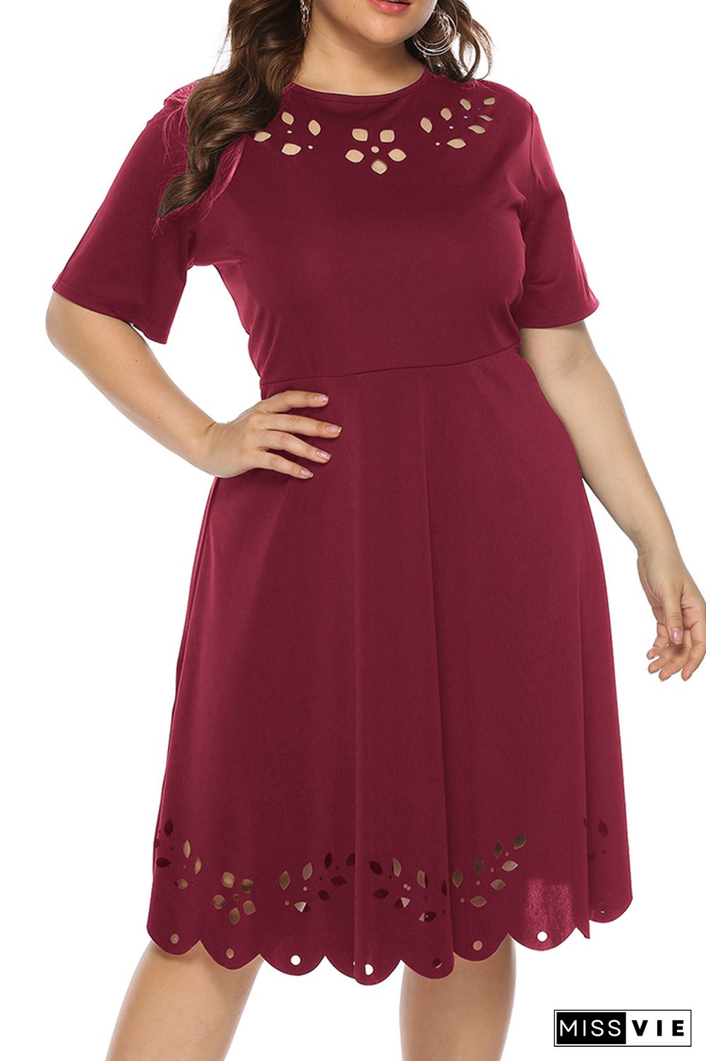 Plus Size High Waist Hollow Out Dress Wholesale