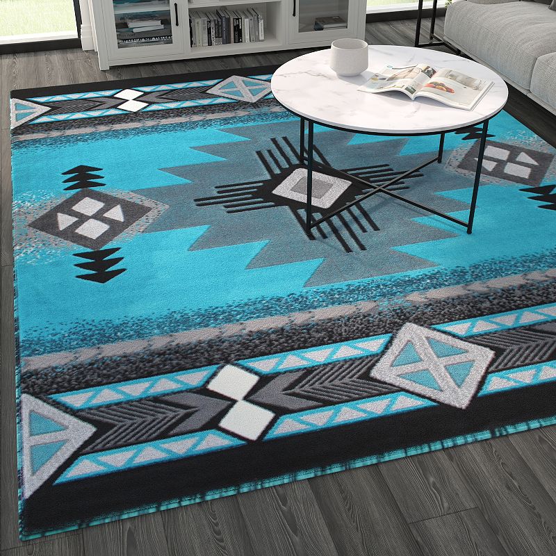 Masada Rugs Masada Rugs 8'x10' Southwest Native American Area Rug - Design C318 Turquoise