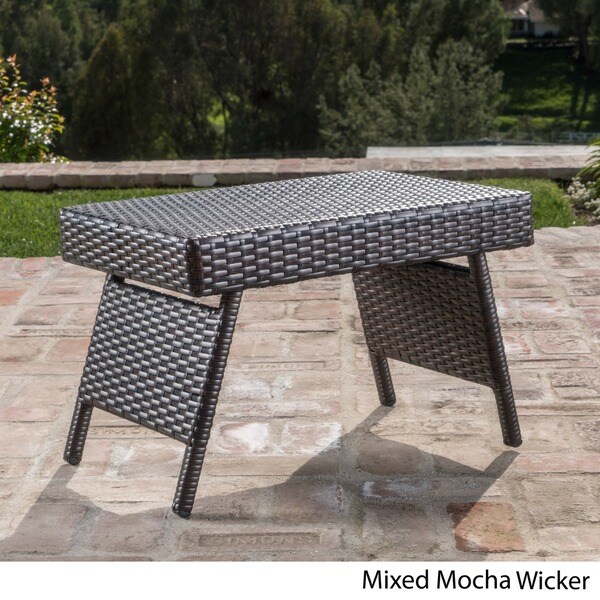 Thira Outdoor Aluminum Wicker Accent Table by Christopher Knight Home