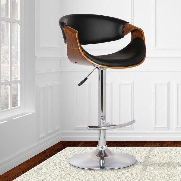 Mod Adjustable Black Faux Leather Swivel Bar Stool - 43 x 21 x 21