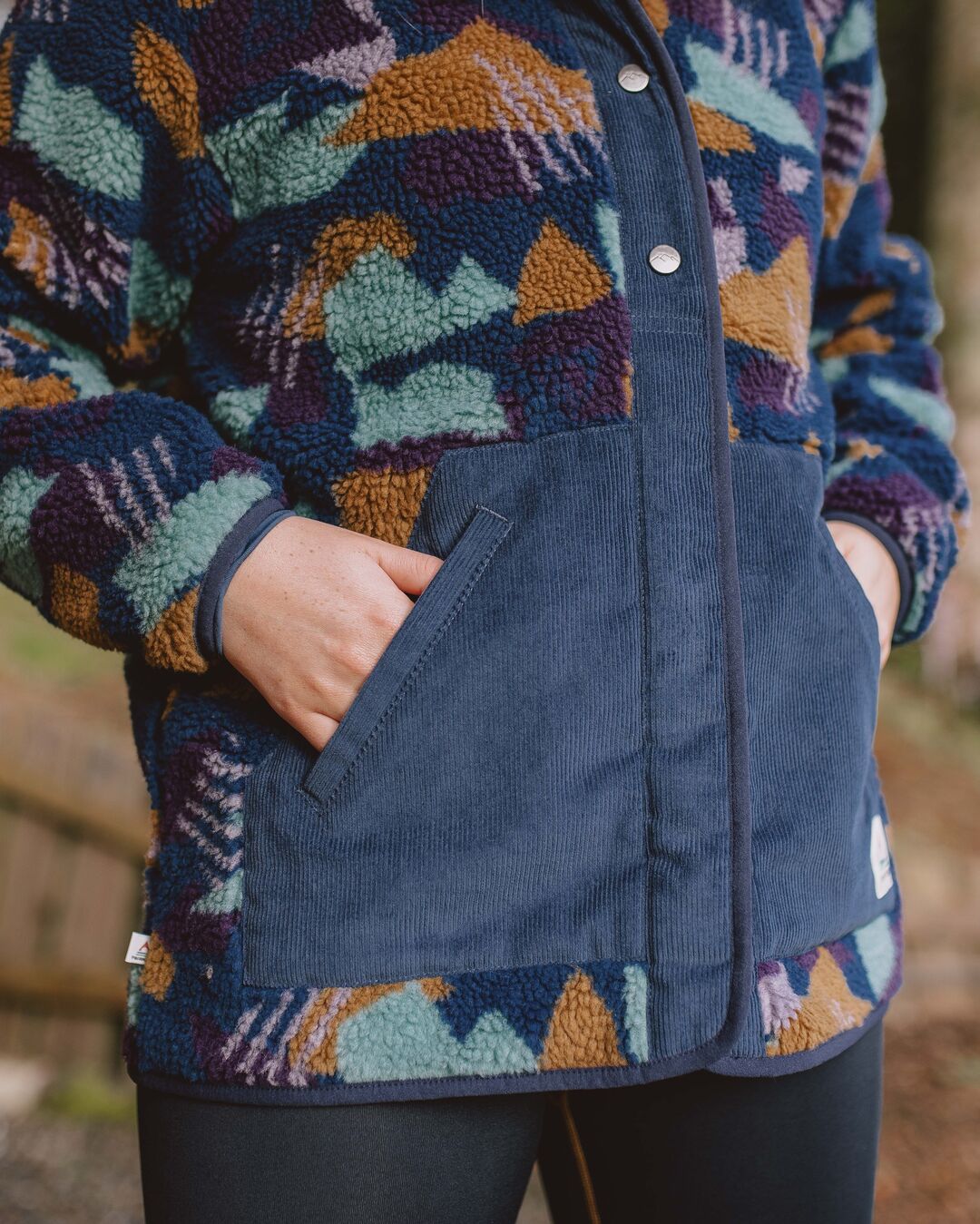 Clover Recycled Deep-Pile Sherpa Fleece - Deep Blue Camo Pattern