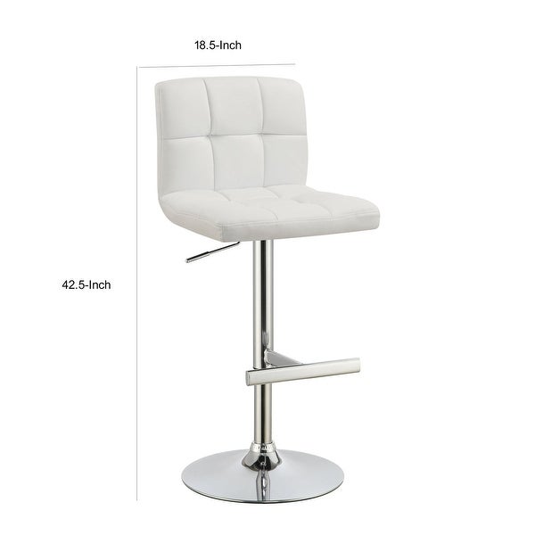 Square Pattern Adjustable Height Swivel Bar Stool， Set of 2 - Chrome - 42.5 H x 18.5 W x 19 L Inches